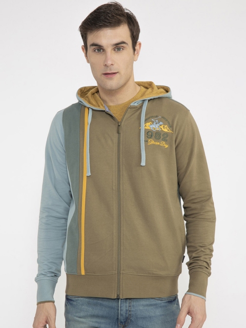 

Beverly Hills Polo Club Men Beige & Blue Colourblocked Sweatshirt