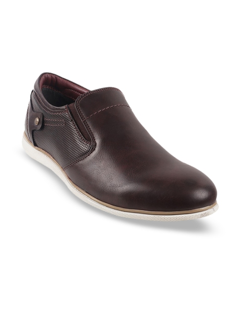 

Mochi Men Maroon Solid Leather Slip-On Sneakers