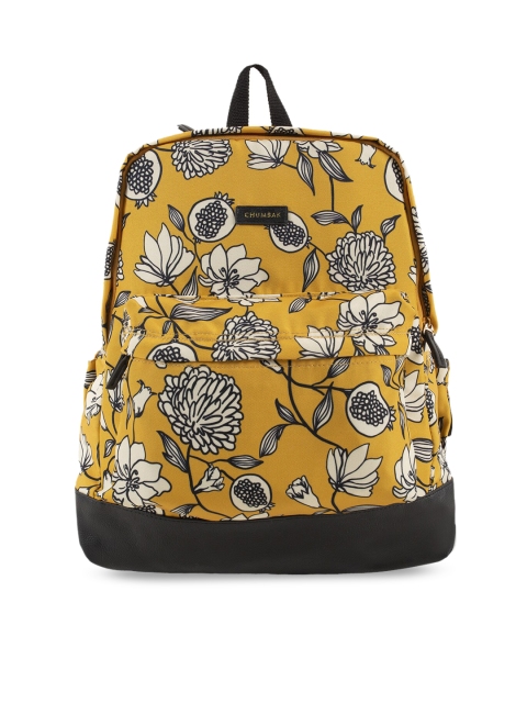 

Chumbak Unisex Yellow & White Floral Print Backpack