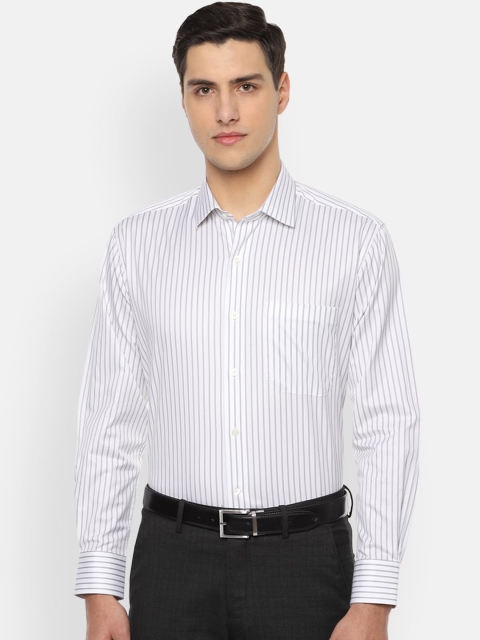 

Luxure by Louis Philippe Men White & Grey Regular Fit Striped Formal Shirt