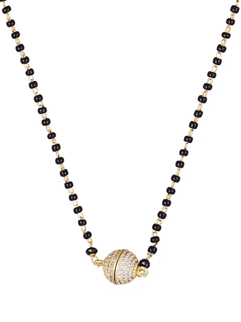 

Sia Art Jewellery Gold-Plated & Black Stone-Studded Beaded Mangalsutra