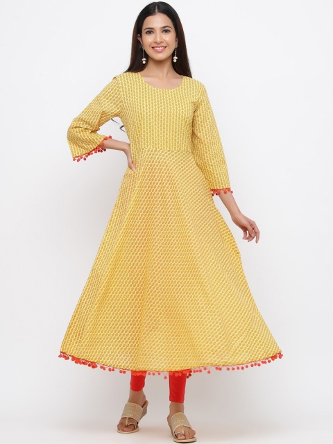 

Jaipur Kurti Women Yellow Printed Anarkali Kurta