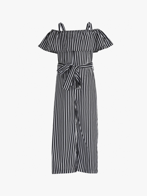 

Tiddlywings Girls White & Black Striped Basic Jumpsuit