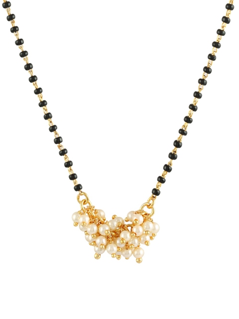 

Sia Art Jewellery Gold-Plated Black & White Beaded Pearl Embellished Mangalsutra