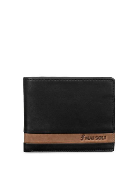 

MAI SOLI Men Black Solid Leather Two Fold Wallet