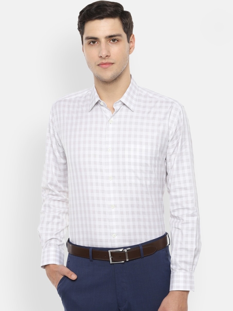 

Luxure by Louis Philippe Men Beige & White Regular Fit Checked Formal Shirt