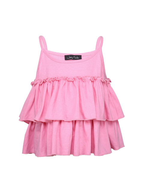 

Tiddlywings Girls Pink Solid Tiered A-Line Top