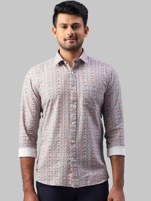 

Ethnix by Raymond Men Grey & Orange Regular Fit Printed Casual Shirt