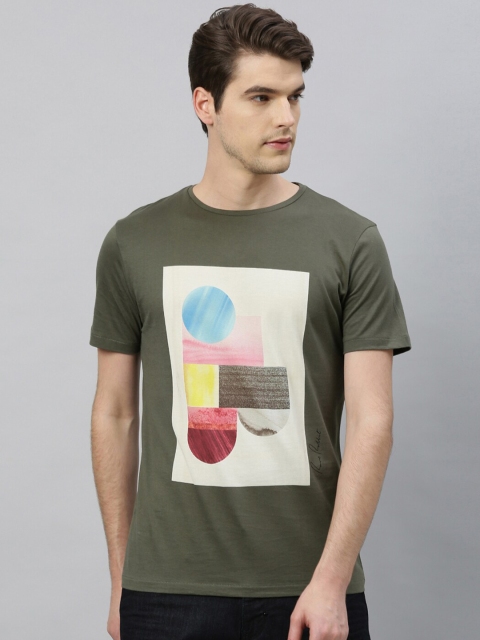 

RARE RABBIT Men Green Printed Round Neck T-shirt