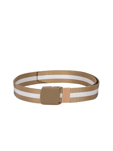 

Calvadoss Men Beige & White Striped Belt