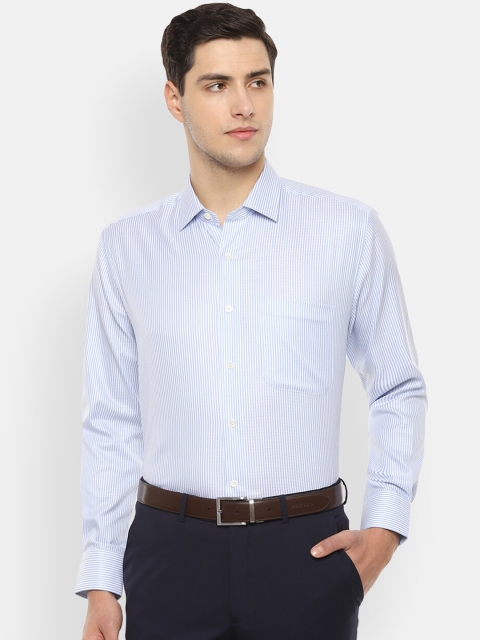

Luxure by Louis Philippe Men Blue & White Regular Fit Striped Formal Shirt