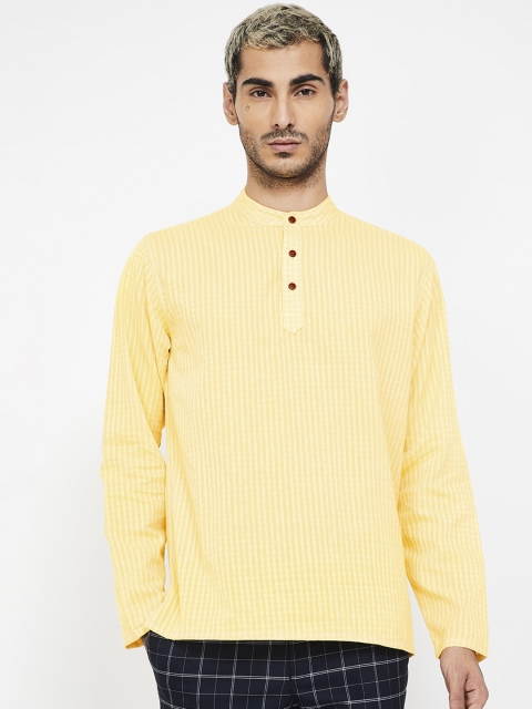 

Melange by Lifestyle Men Yellow & White Striped Straight Kurta
