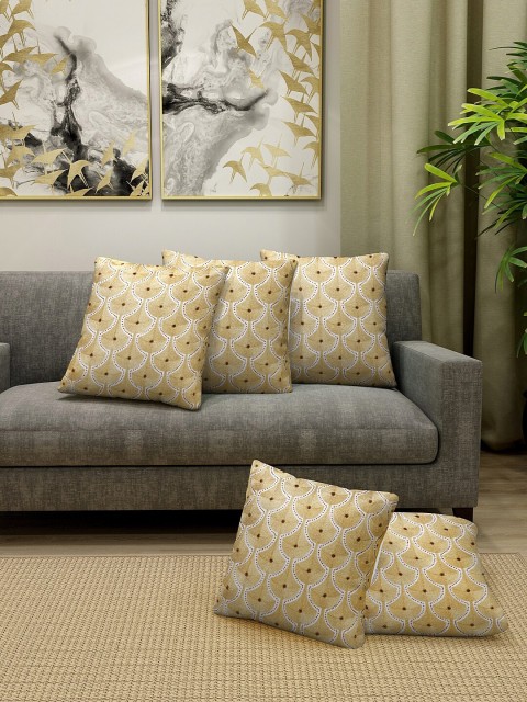

KLOTTHE Set Of 5 Beige & White Embriodered Square Cushions