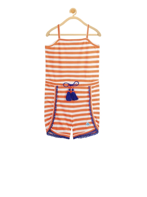 

Cherry Crumble Infant Girls Orange & White Striped Romper