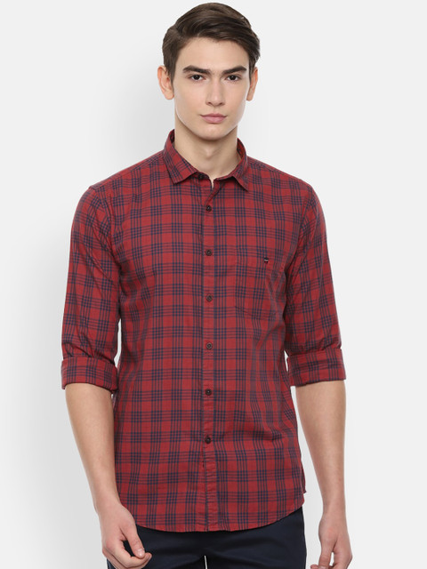 

Louis Philippe Sport Men Red & Navy Blue Slim Fit Checked Casual Shirt