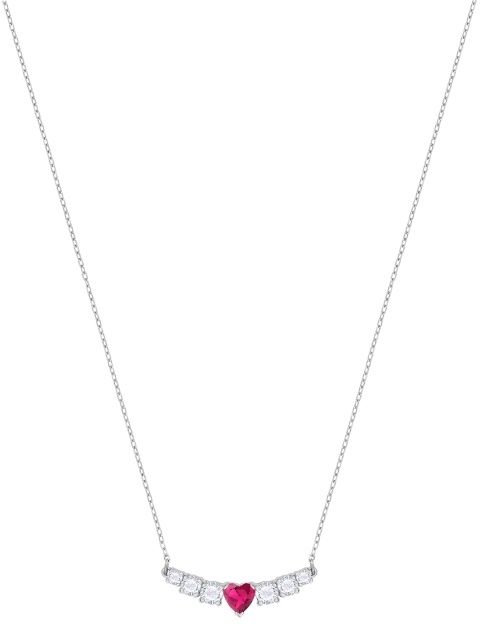 

SWAROVSKI Silver-Toned & Pink Rhodium-Plated Crystal Studded LOVE Necklace