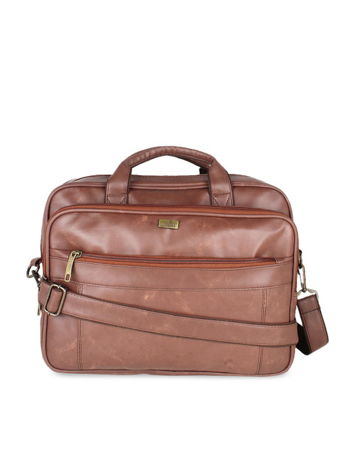 

yelloe Men Brown Solid 16' Laptop Bag