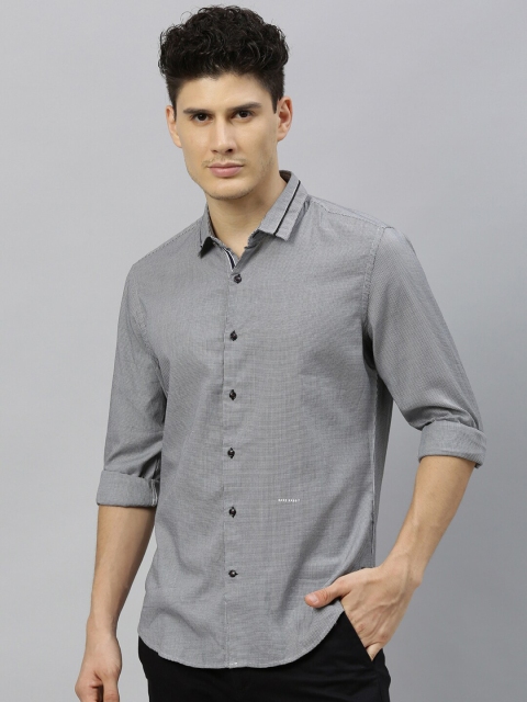 

RARE RABBIT Men Grey Tailored Fit Self Design Casual Shirt