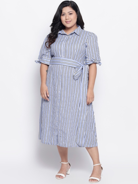 

Amydus Women Blue & White Striped Shirt Dress
