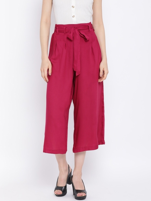 

Oxolloxo Women Pink Regular Fit Solid Culottes