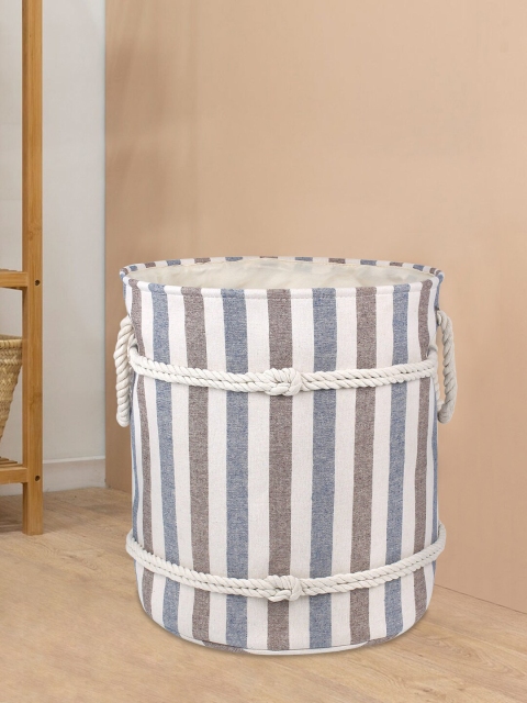 

HomeStorie White & Grey Striped Multipurpose 37 Litre Laundry Bag