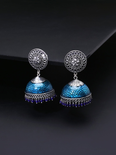

Yellow Chimes Blue & Silver Dome Shaped Jhumkas