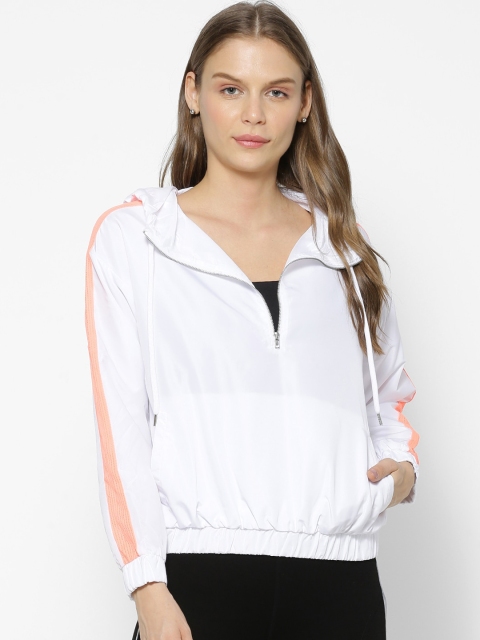 

FOREVER 21 Women White Solid Sporty Jacket