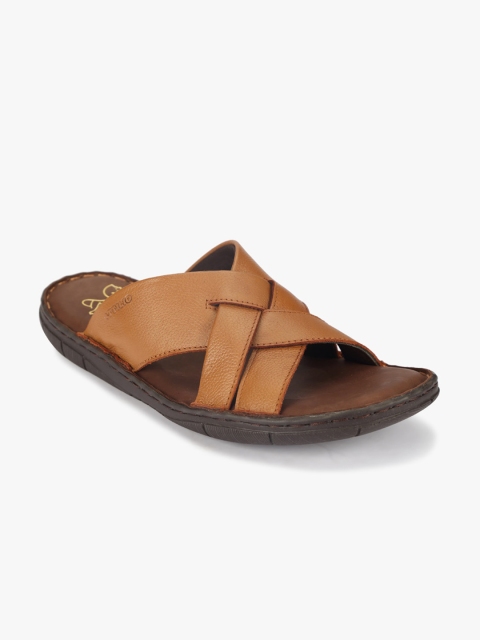 

ATTILIO by Ruosh Men Tan Brown Leather Comfort Sandals