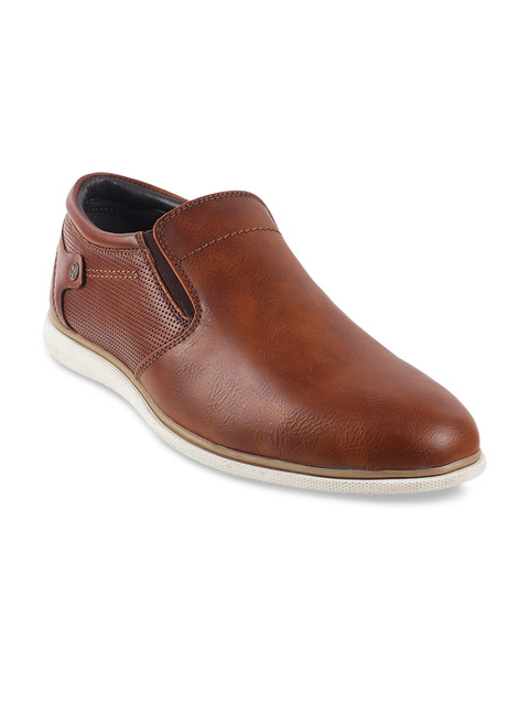 

Mochi Men Brown Solid Leather Slip-On Sneakers