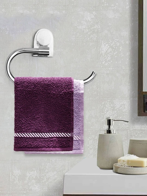 

Trident Unisex Set Of 6 Solid 380 GSM Comfort Living Face Towels, Purple