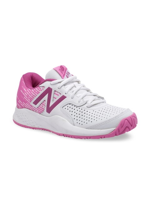 

New Balance Women White Leather Tennis Shoes