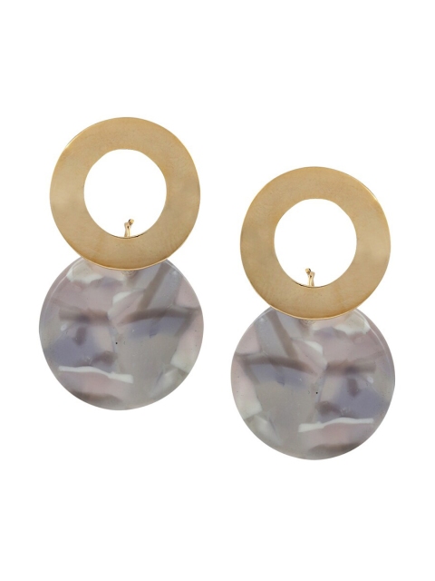 

Sia Art Jewellery Gold-Plated & Grey Circular Drop Earrings