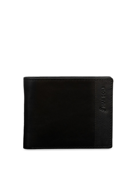 

MAI SOLI Men Black Solid Leather Two Fold Wallet
