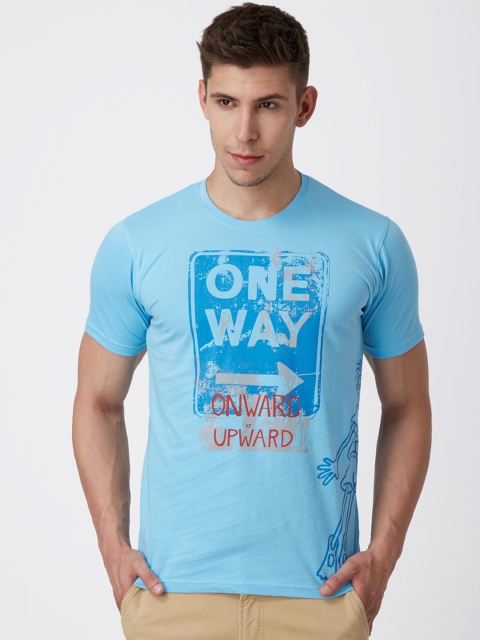 

FIDO DIDO Men Blue Printed Round Neck T-shirt
