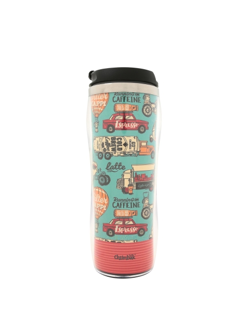

Chumbak Unisex Teal Green & Red Printed Running On Caffeine Sipper Water Bottle
