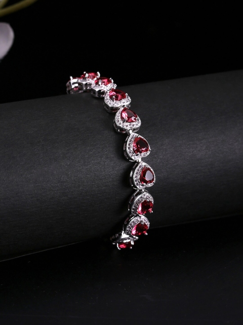 

Yellow Chimes Fuchsia Pink Alloy Rhodium-Plated Link Bracelet