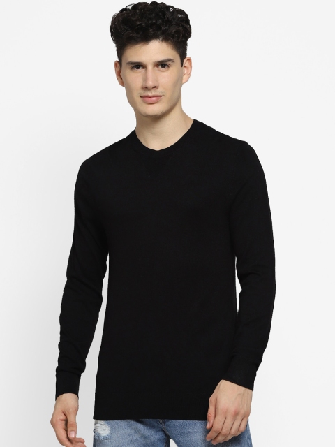 

FOREVER 21 Men Black Solid Pullover Sweater