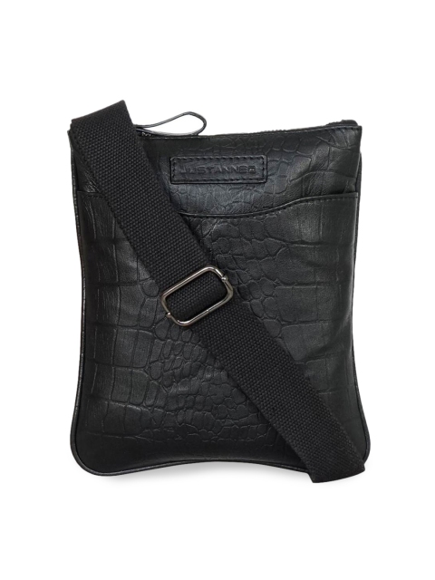 

Justanned Men Black Textured Leather Messenger Bag