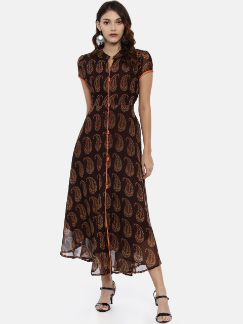 

Souchii Women Brown & Orange Printed A-Line Kurta