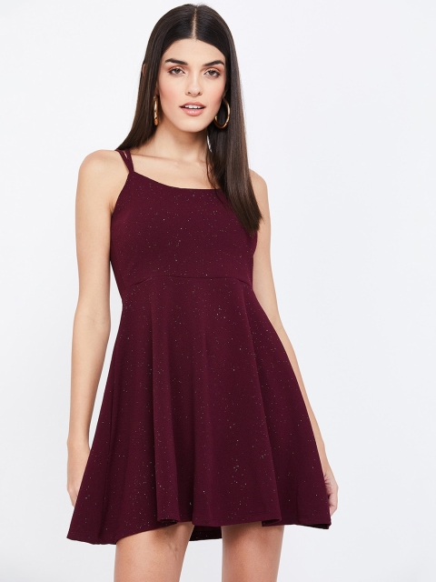

Ginger by Lifestyle Women Maroon Solid Fit and Flare Dress