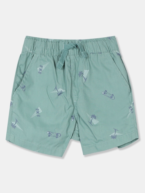 

The Childrens Place Boys Green Printed Regular Fit Shorts