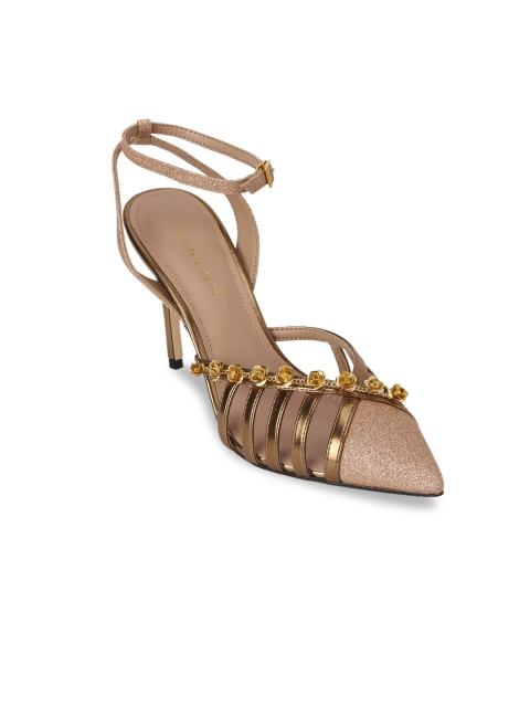 

CHARLES & KEITH Women Rose Gold-Coloured Embellished Pumps