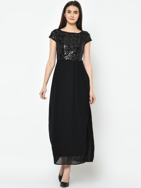 

Latin Quarters Women Black Embellished Maxi Dress