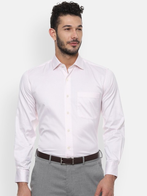

Luxure by Louis Philippe Men White & Pink Micro Checked Formal Shirt