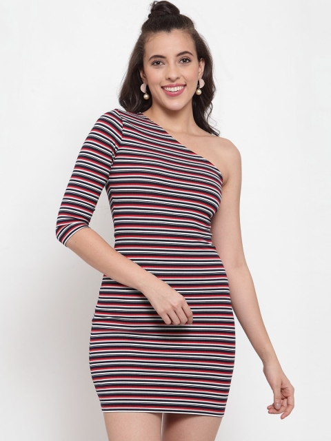 

FIVE STONES Women Multicoloured Striped Bodycon Dress, Multi