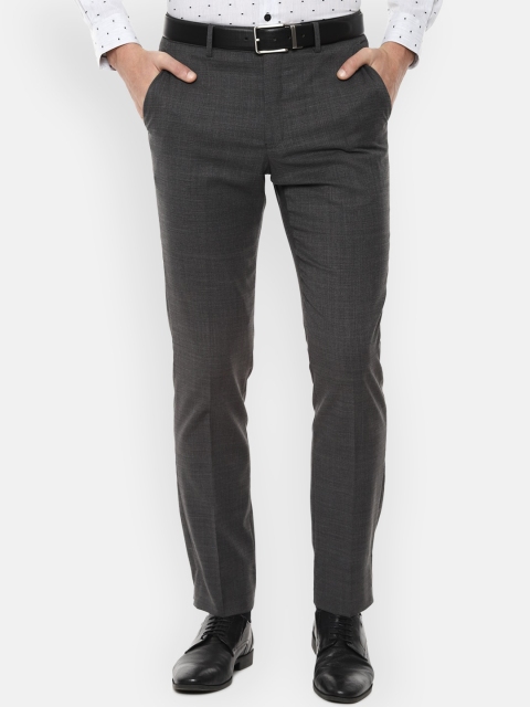 

Luxure by Louis Philippe Men Charcoal Grey Regular Solid Fit Formal Trousers