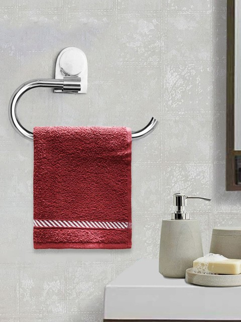 

Trident Unisex Set Of 6 Red Solid 380 GSM Comfort Living Face Towels