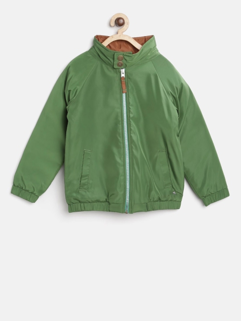 

Cherry Crumble Boys Green Solid Bomber Jacket