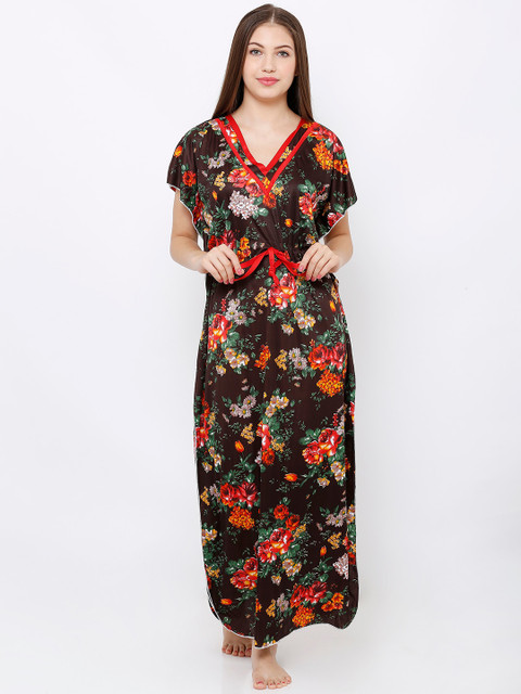 

Pretty Awesome Brown & Orange Printed Nightdress