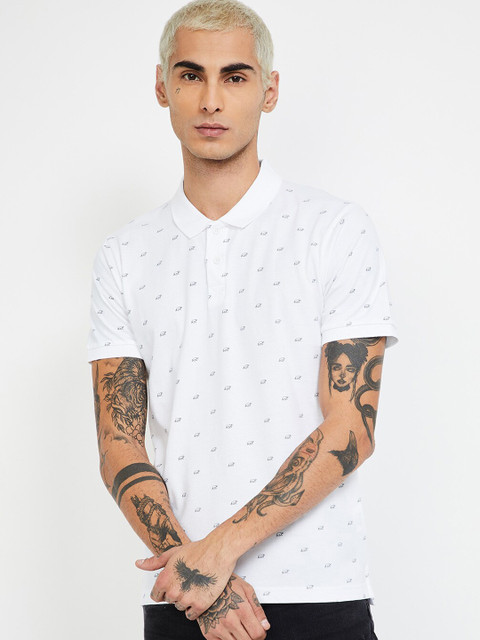 

UCLA Men White Printed Slim V-Neck T-shirt